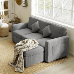 Диван с пуфом Homcom 83B-412V00LG (Light Grey) Thumb