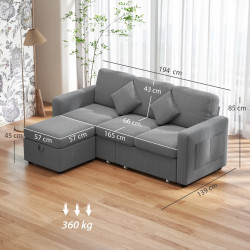Диван с пуфом Homcom 83B-412V00LG (Light Grey) Thumb