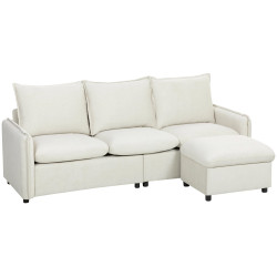 Диван с пуфом Homcom 83B-726V00CW (Cream White) Thumb