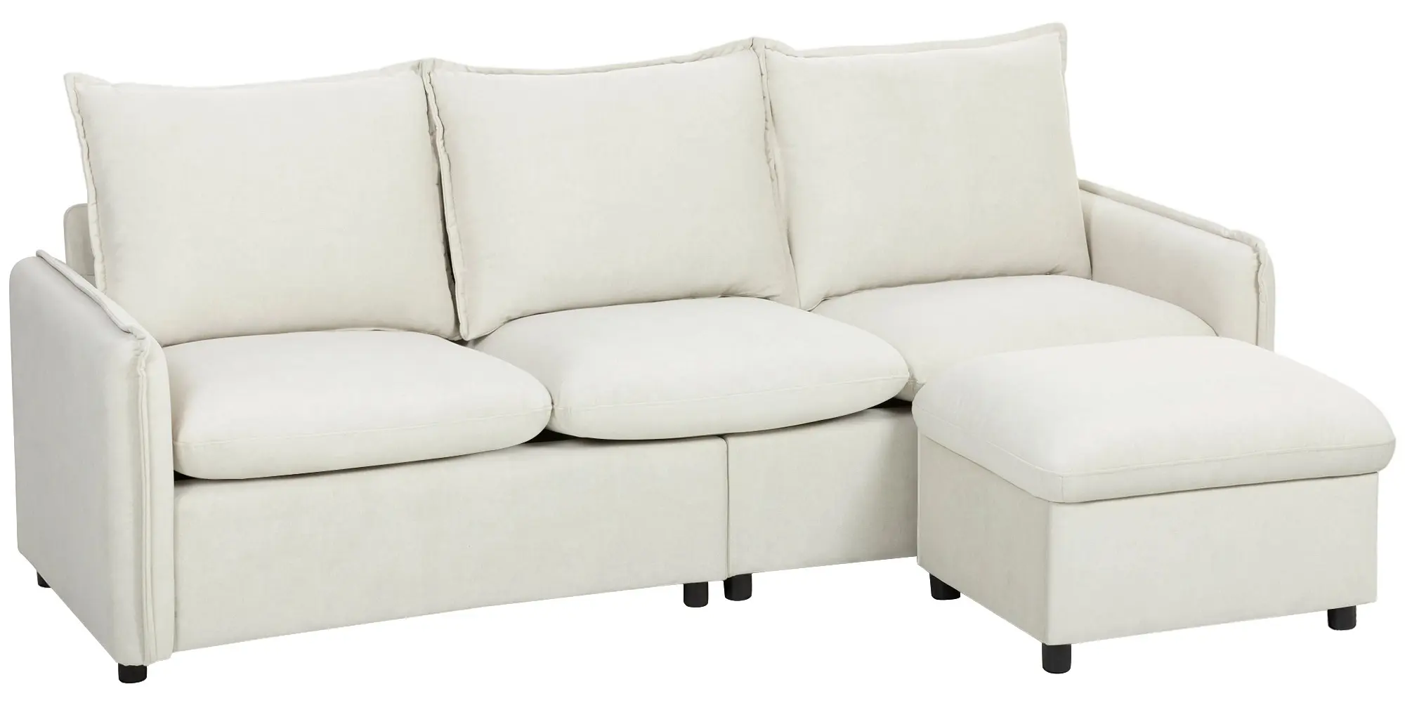 Диван с пуфом Homcom 83B-726V00CW (Cream White) - 2