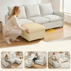 Диван с пуфом Homcom 83B-726V00CW (Cream White) Thumb