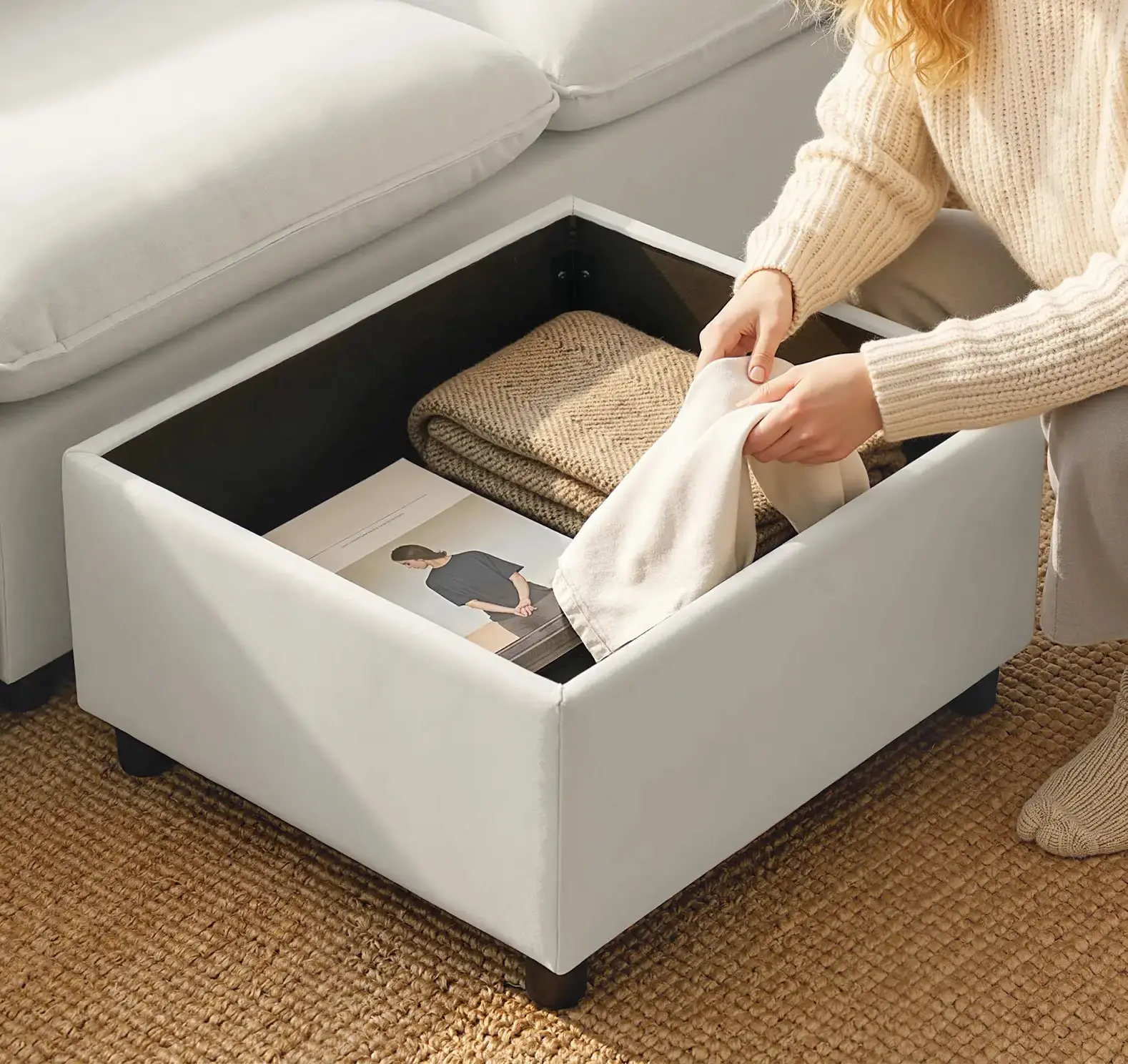 Диван с пуфом Homcom 83B-726V00CW (Cream White) - 5