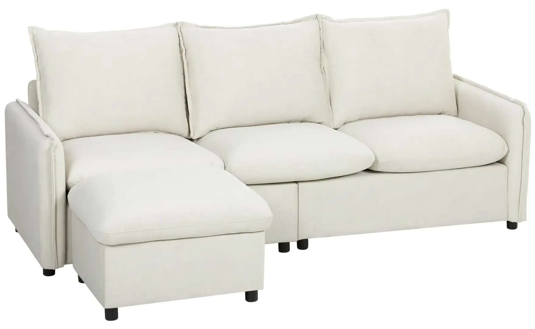 Диван с пуфом Homcom 83B-726V00CW (Cream White)