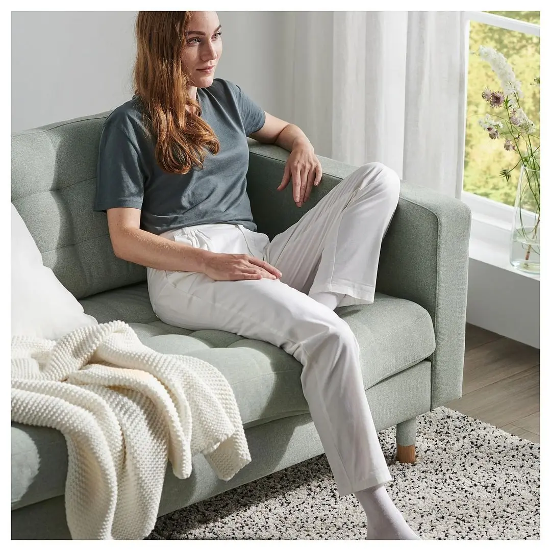 Canapea cu 2 locuri Ikea Landskrona (Gunnared Verde deschis/Lemn)