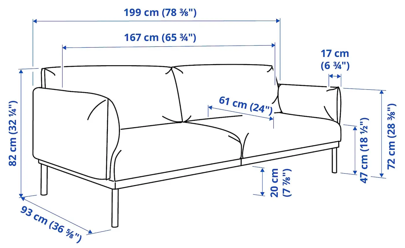 Диван Ikea Applaryd/Gunnared 2-местный (Голубой)
