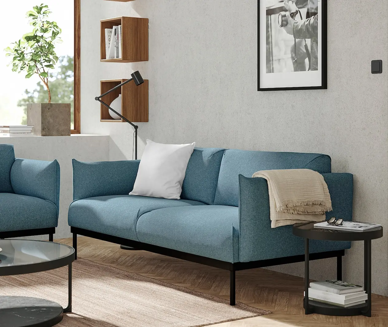 Диван Ikea Applaryd/Gunnared 2-местный (Голубой)