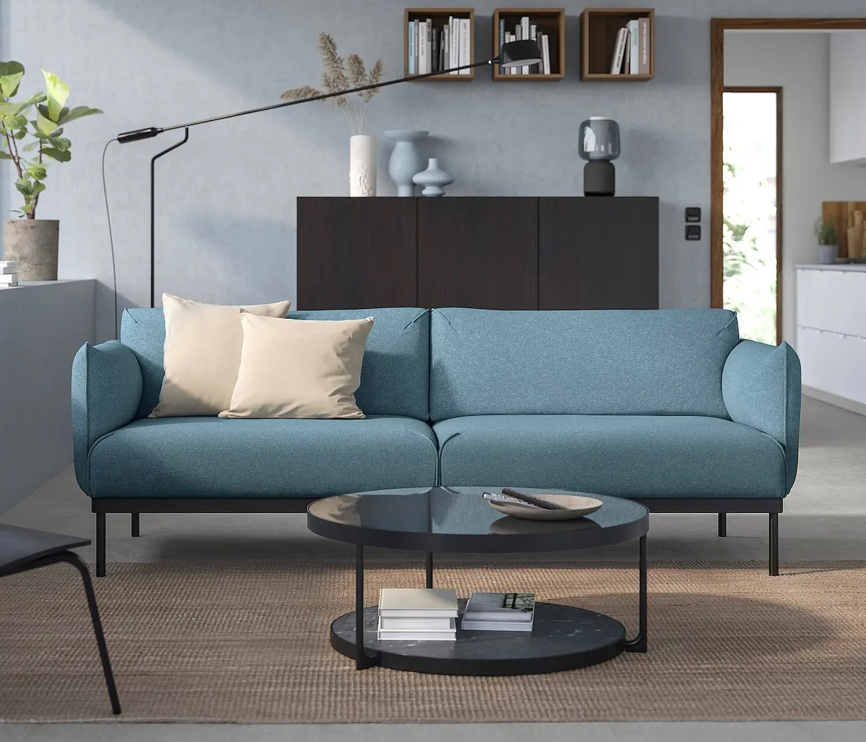 Диван Ikea Applaryd/Gunnared 3-местный (Голубой)