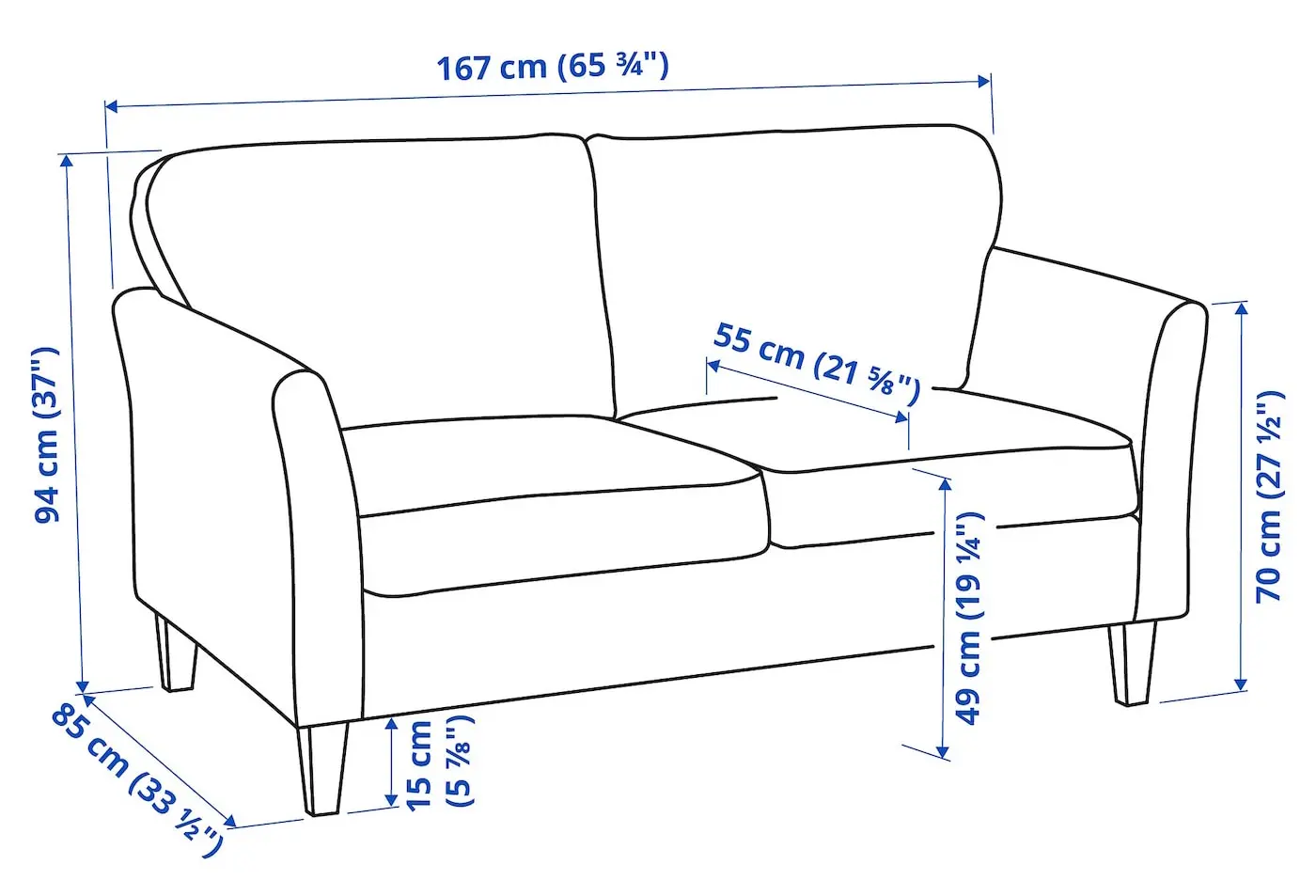 Canapea Ikea Ekholma/Kilanda 2 locuri (Maro-rosu)