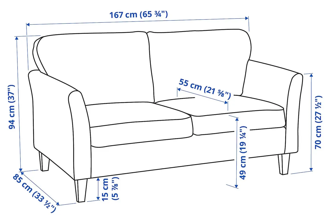 Canapea Ikea Ekholma/Kilanda 2 locuri (Bej deschis)