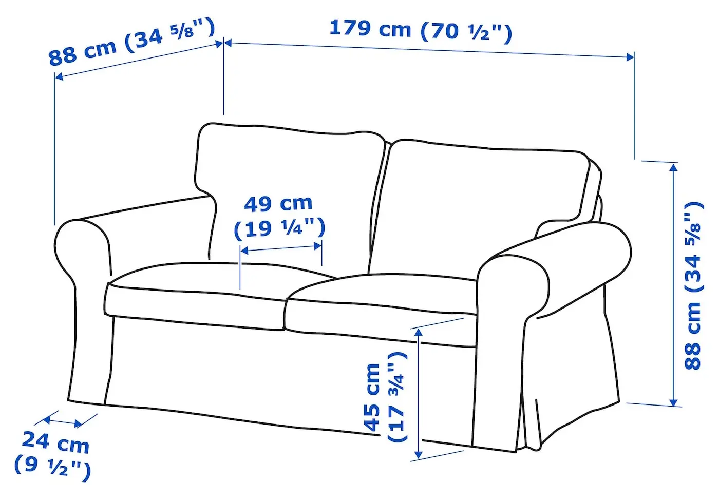 Canapea Ikea Ektorp/Hakebo 2 locuri (Gri inchis)