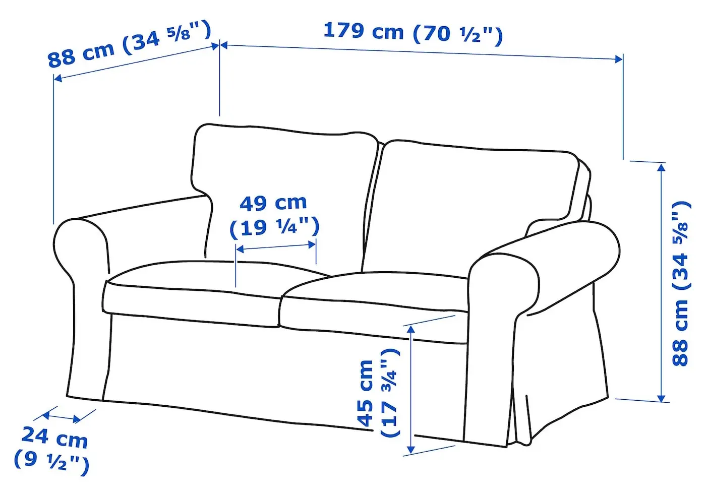 Canapea Ikea Ektorp/Karlshov 2 locuri (Bej/Multicolor)