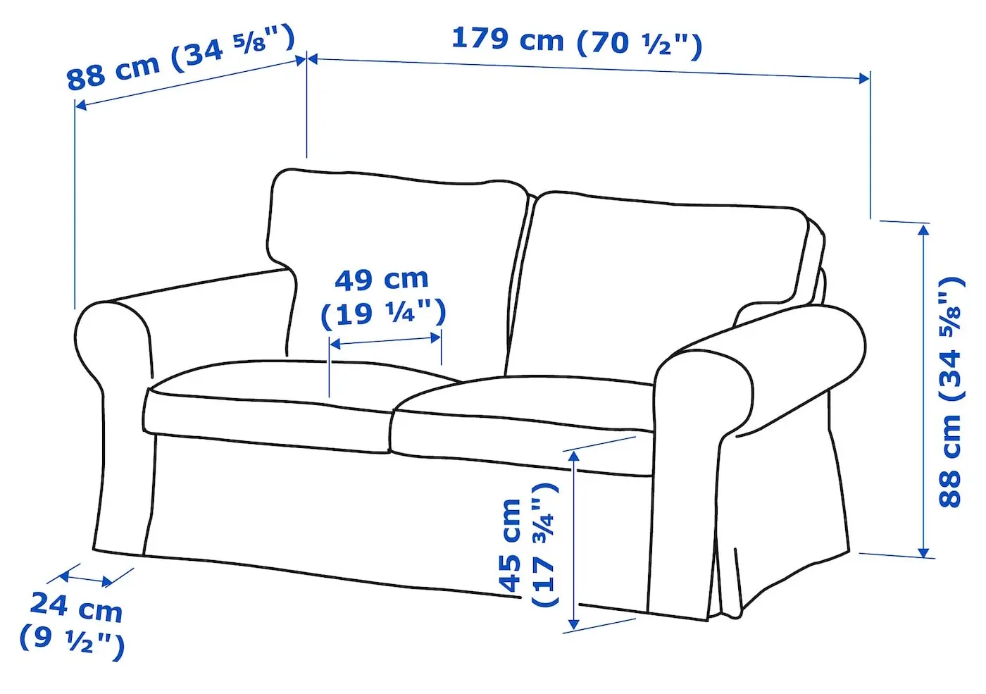 Canapea Ikea Ektorp/Kilanda 2 locuri (Albastru inchis)