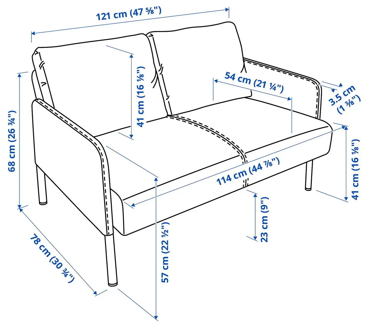 Canapea Ikea Glostad 2-locuri (Knisa Gri Inchis)