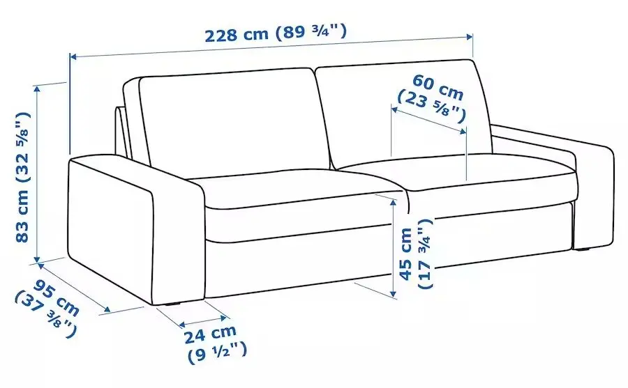 Диван Ikea Kivik 3-местный (Келинге Серо-бирюзовый)