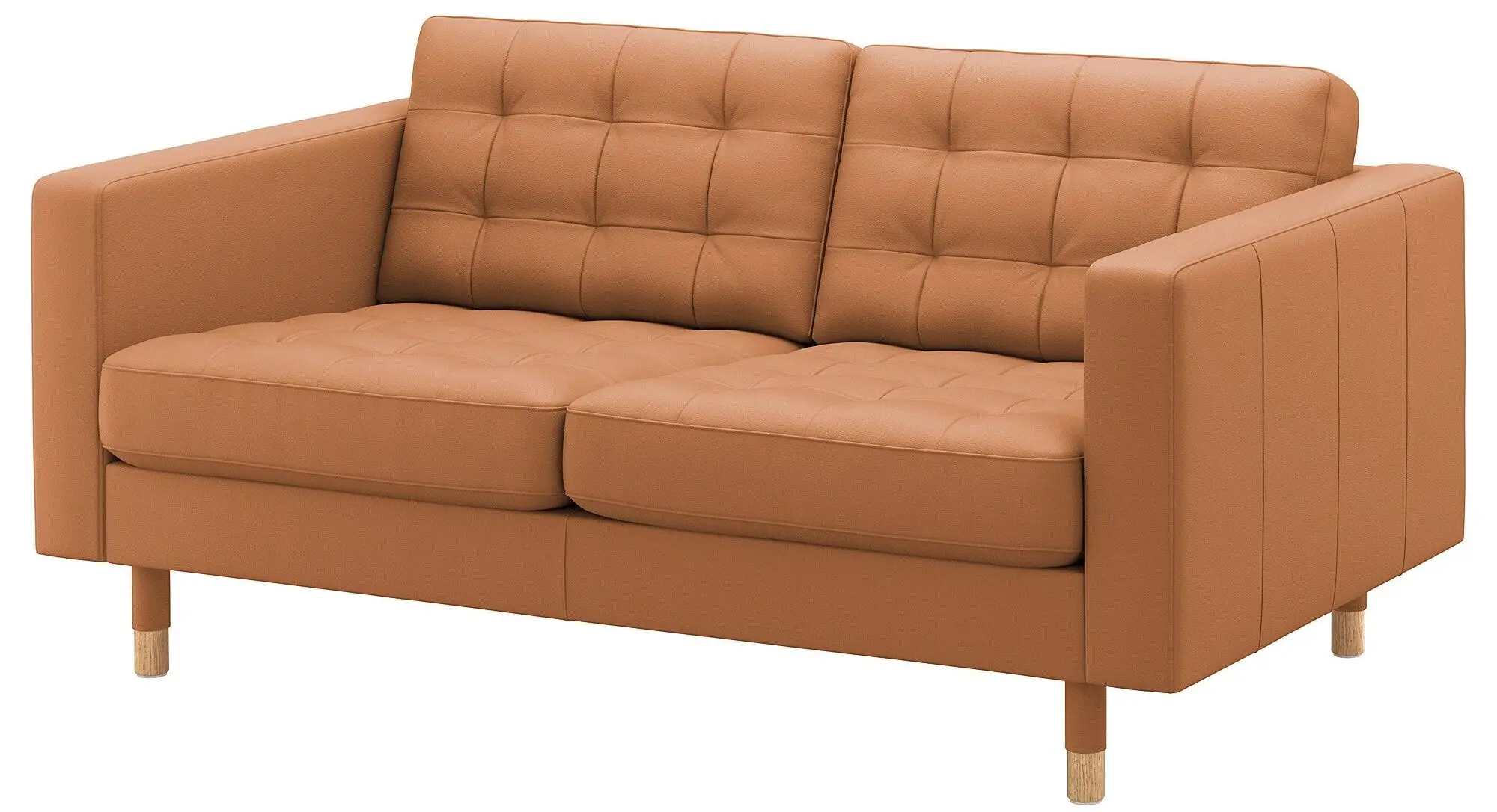 Canapea Ikea Landskrona 2-locuri/Lemn (Grann/Bomstad Maro-auriu)