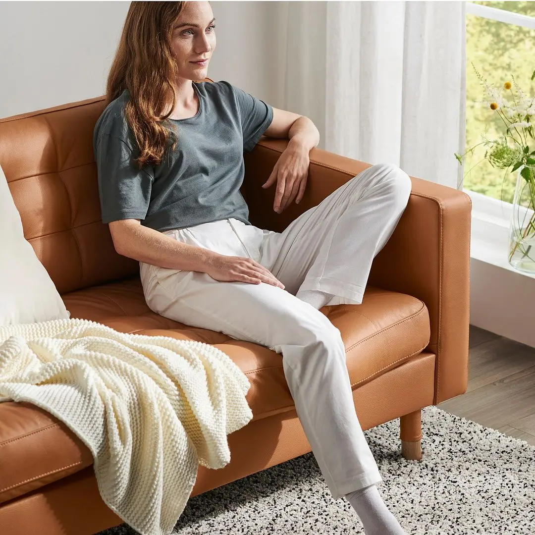 Canapea Ikea Landskrona 3-locuri/Lemn (Grann/Bomstad Maro-auriu)