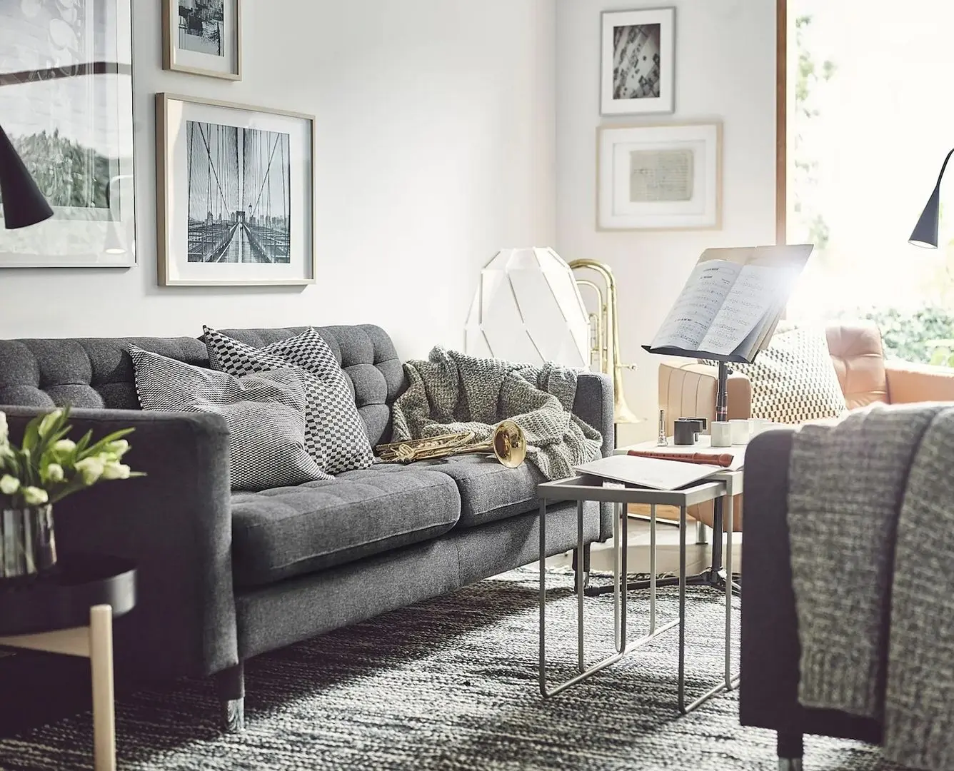 Canapea Ikea Landskrona 3-locuri/Metal (Gunnared Gri Inchis)