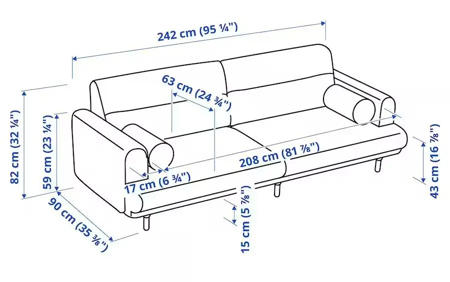 Canapea Ikea Langaryd 3-locuri (Lejde Gri)