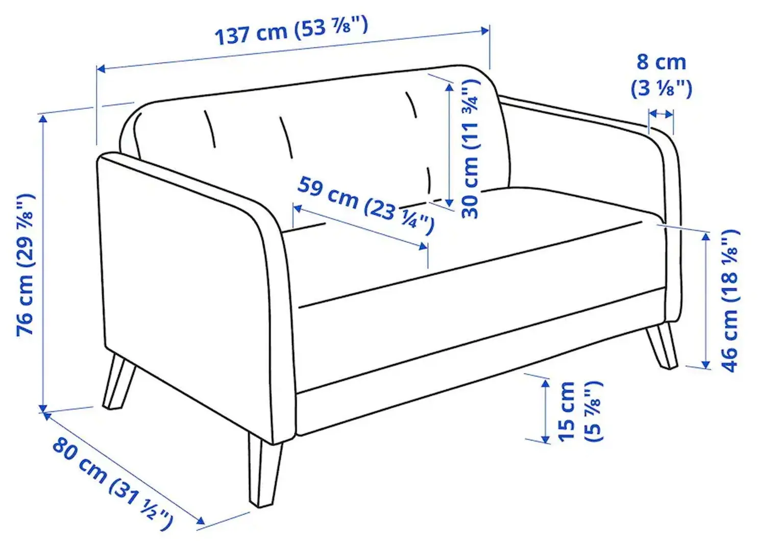 Canapea Ikea Linanas 2-locuri (Vissle Gri Inchis)