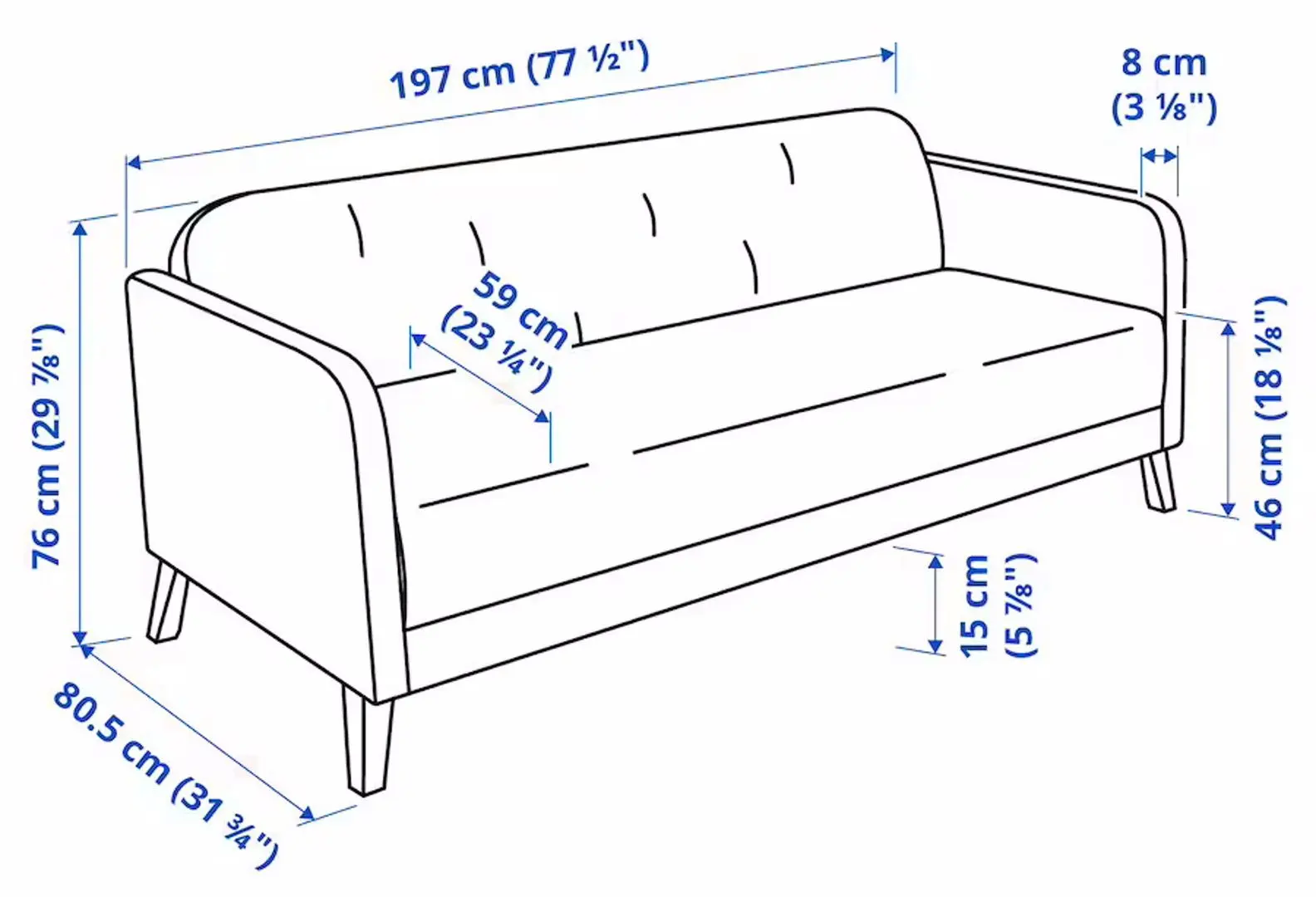Диван Ikea Linanas 3-местный (Висле Темно-серый)