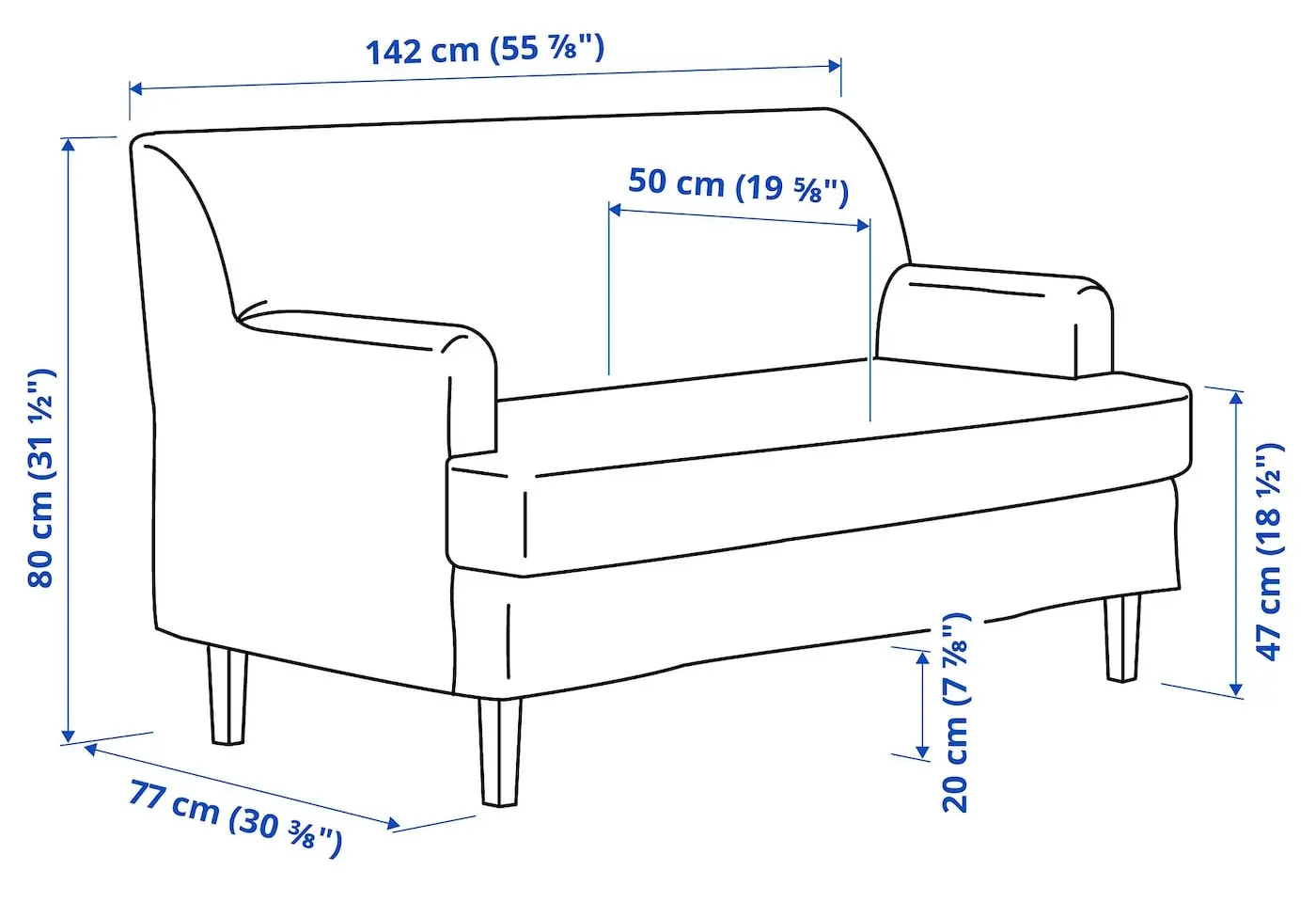 Canapea Ikea Rocksjon/Blekinge 2 locuri (Alb)