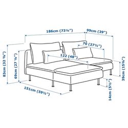 Canapea Ikea Soderhamn 2-locuri cu sezlong (Viarp Bej/Maron) Thumb