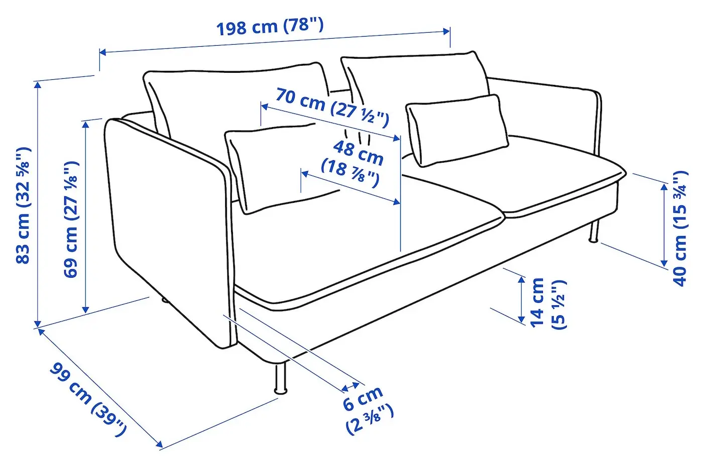 Диван Ikea Soderhamn/Tonerud 3-местный (Красный)