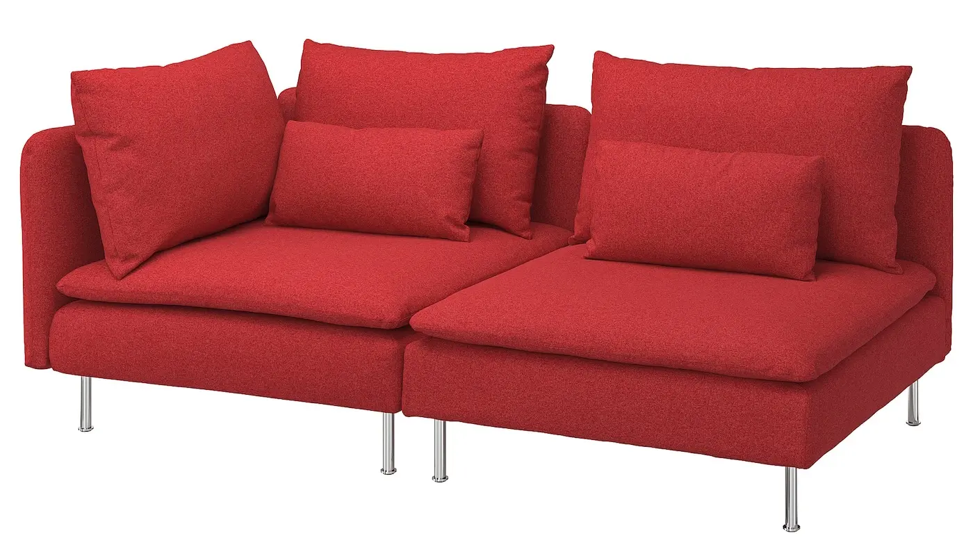 Диван Ikea Soderhamn/Tonerud 3-местный с открытым торцом (Красный)