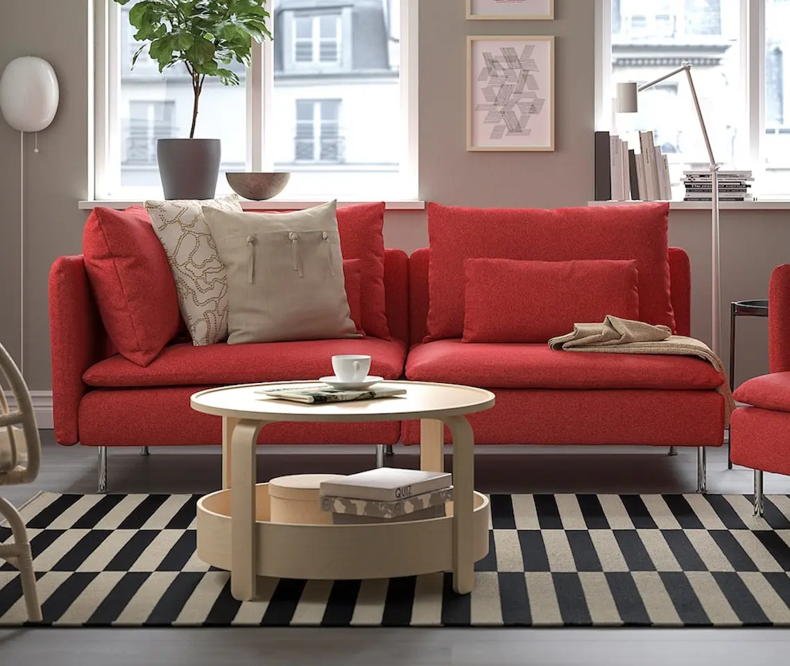 Диван Ikea Soderhamn/Tonerud 3-местный с открытым торцом (Красный)