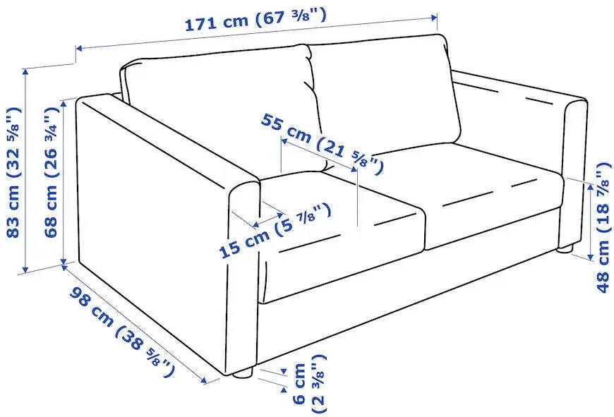 Диван Ikea Vimle 2-местный (Гуннаред Классический серый)