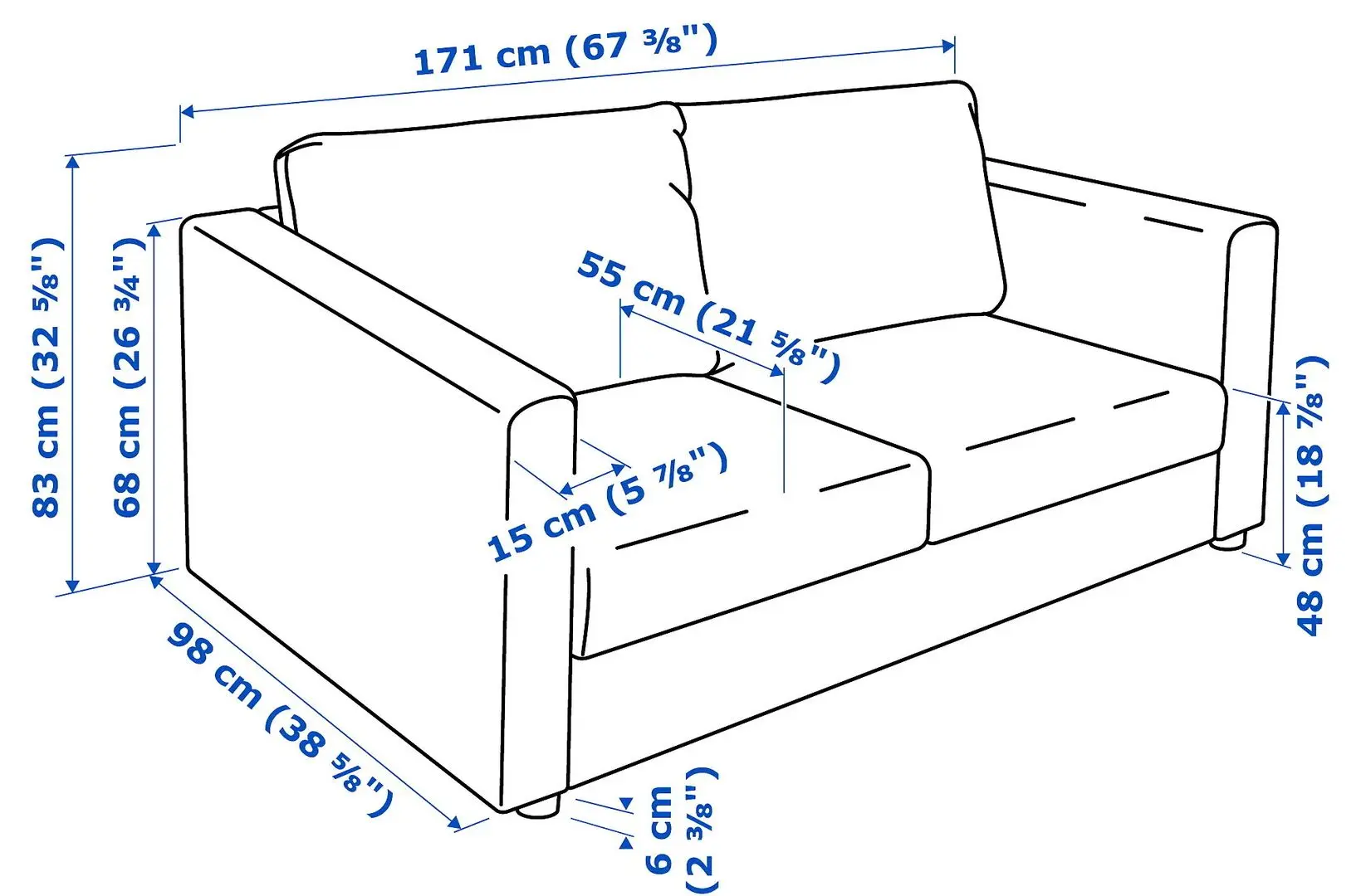 Диван Ikea Vimle 2-местный (Халларп Серый)