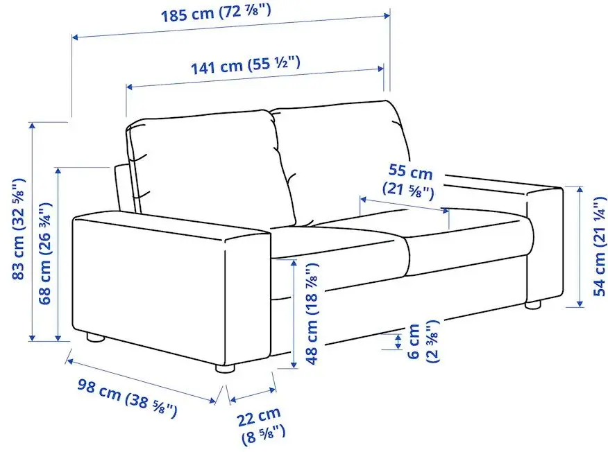 Canapea Ikea Vimle 2-locuri/brate late (Gunnared Gri Mediu)