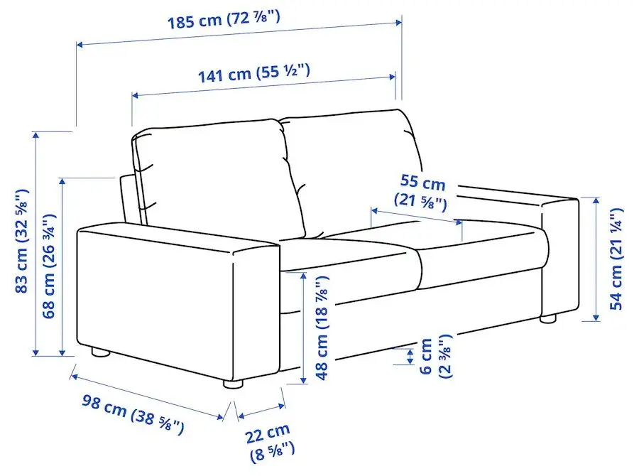 Canapea Ikea Vimle 2-locuri/brate late (Hallarp Bej)