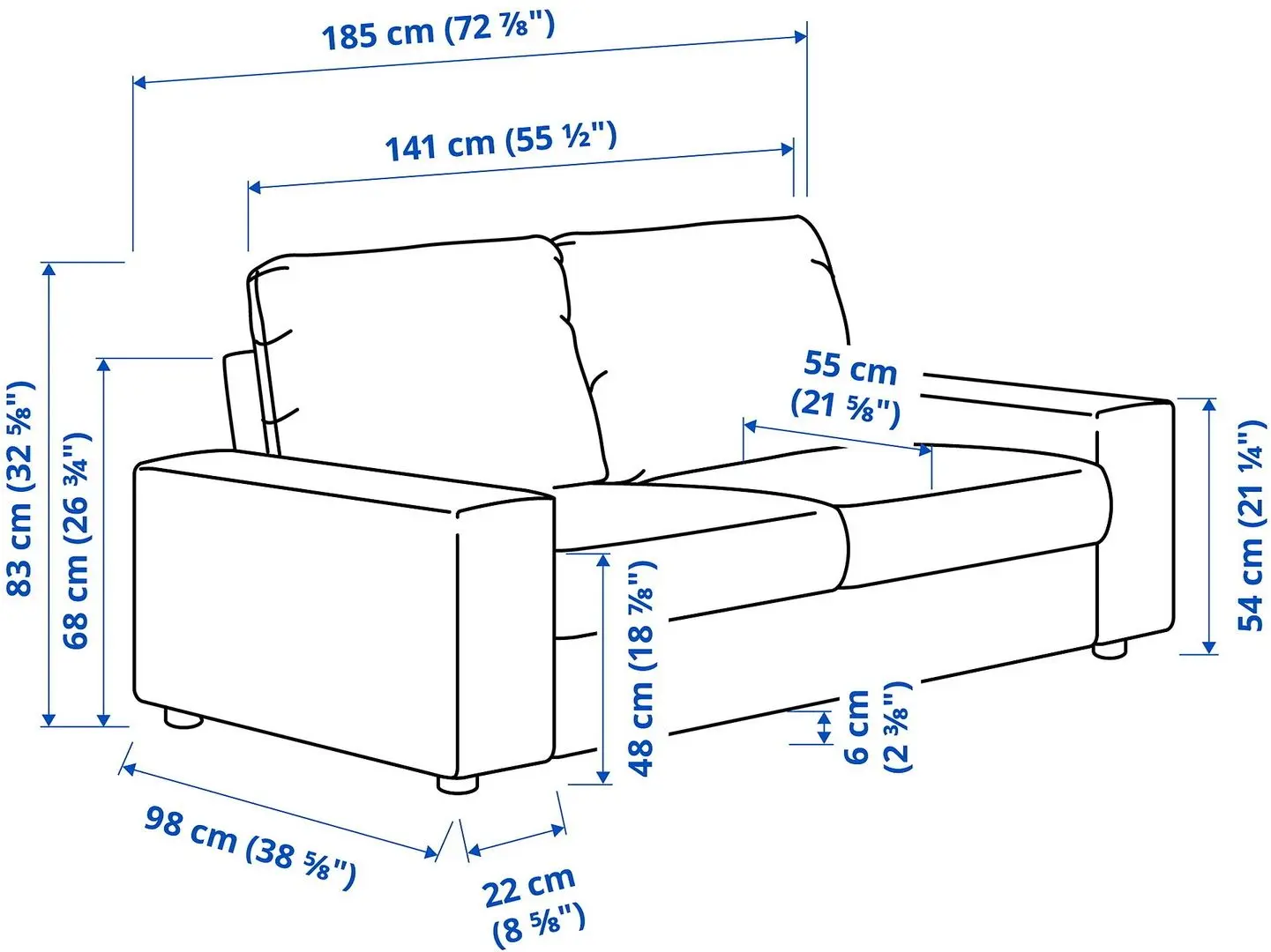 Canapea Ikea Vimle 2-locuri/brate late (Hallarp Gri)