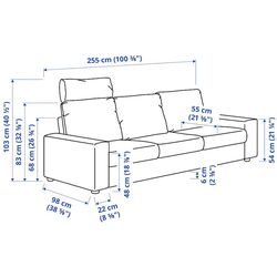 Canapea Ikea Vimle 3-locuri/tetiera/brate late (Gunnared Bej) Thumb