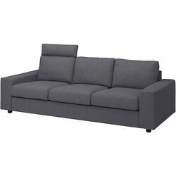 Canapea Ikea Vimle 3-locuri/tetiera/brate late (Gunnared Gri Mediu)