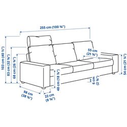 Canapea Ikea Vimle 3-locuri/tetiera/brate late (Gunnared Gri Mediu) Thumb