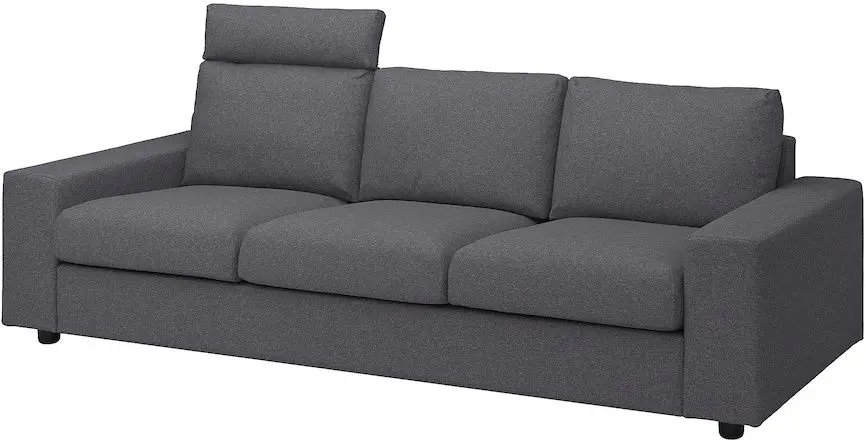 Canapea Ikea Vimle 3-locuri/tetiera/brate late (Gunnared Gri Mediu)