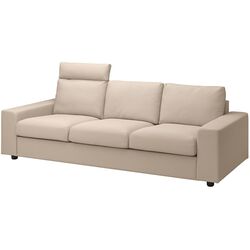 Canapea Ikea Vimle 3-locuri/tetiera/brate late (Hallarp Bej)