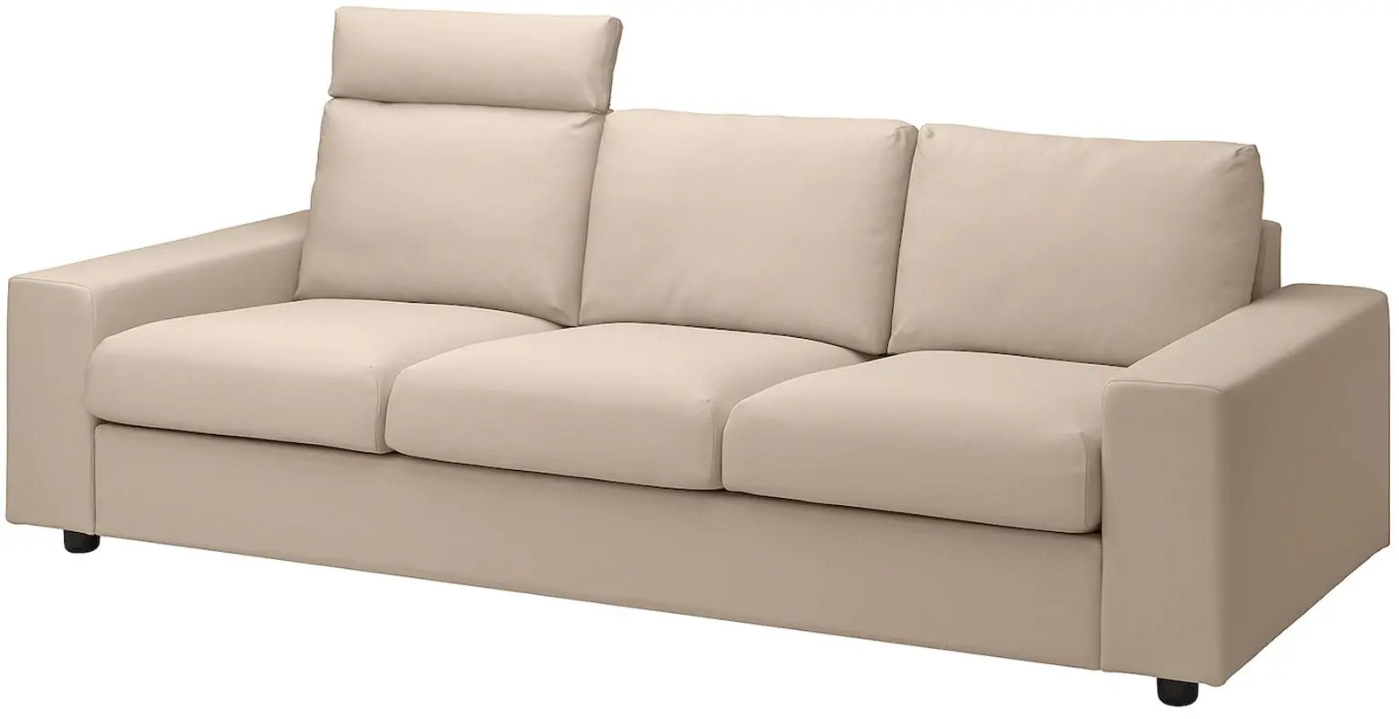 Диван Ikea Vimle 3-местный/подголовник/широкие подлокотники (Халларп Бежевый)