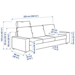 Canapea Ikea Vimle 3-locuri/tetiera/brate late (Hallarp Gri) Thumb