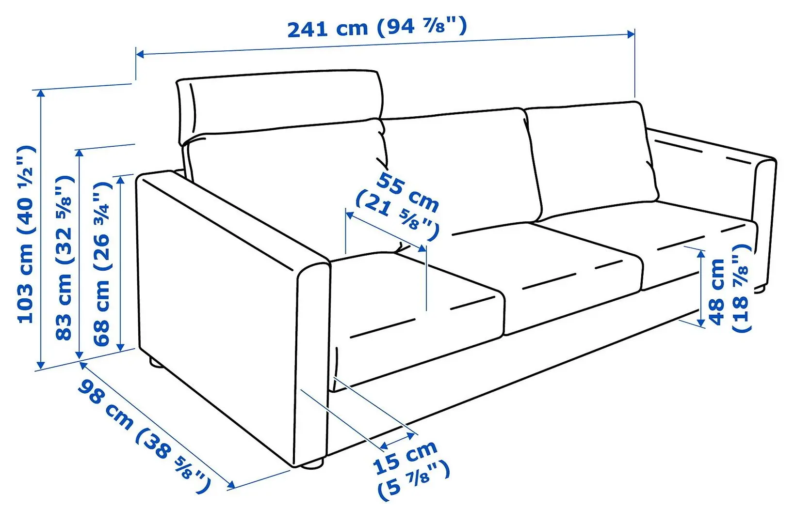 Canapea Ikea Vimle 3-locuri cu tetiera (Gunnared Bej)