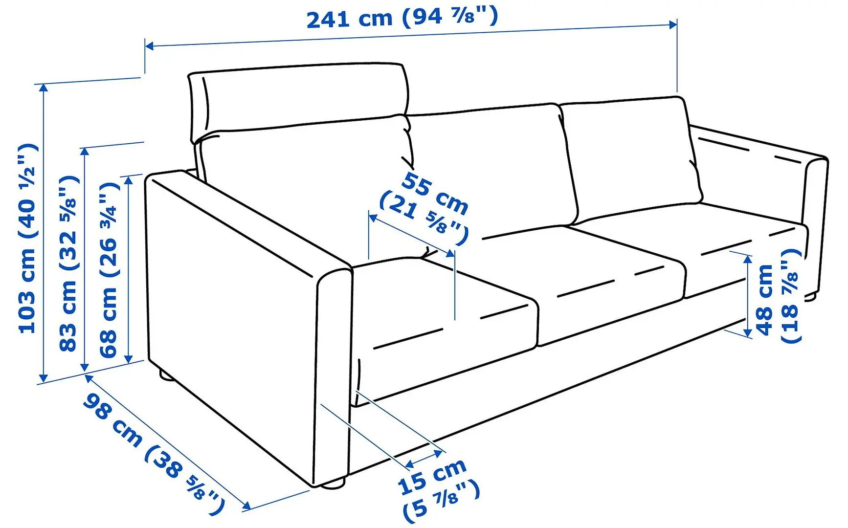 Canapea Ikea Vimle 3-locuri cu tetiera (Hallarp Bej)