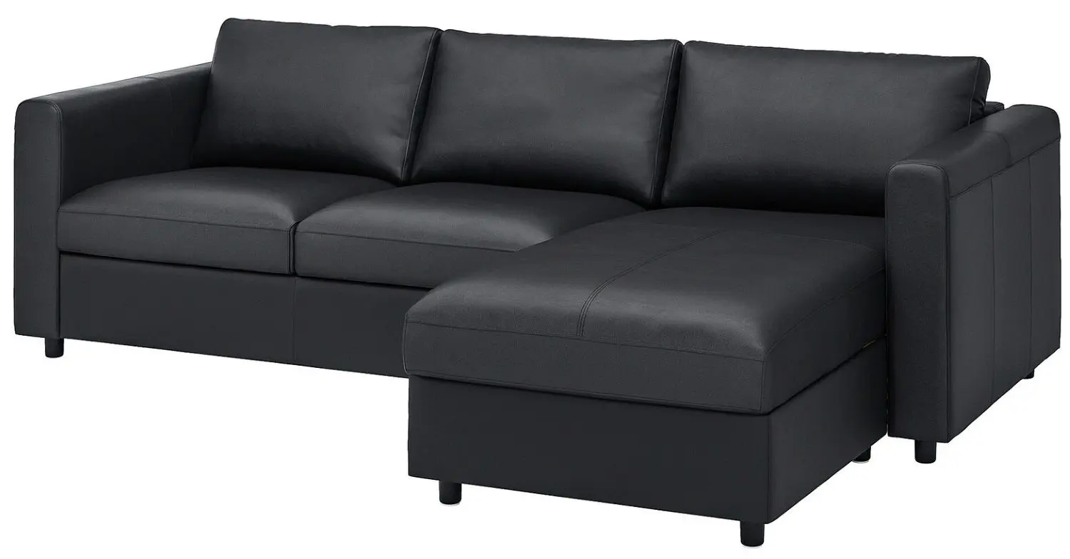 Canapea Ikea Vimle 3-locuri cu sezlong (Grann/Bomstad Negru)