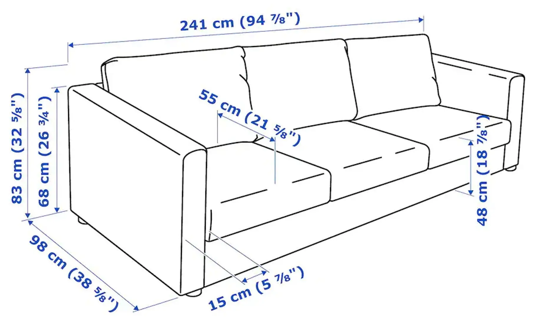 Canapea Ikea Vimle 3-locuri (Saxemara Negru-albastru)