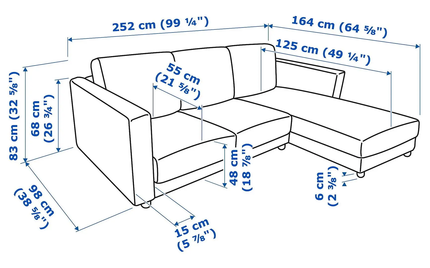 Canapea de colt Ikea Vimle 3-locuri/sezlong (Gunnared Gri Mediu)