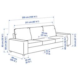 Canapea Ikea Vimle 3-locuri/brate late (Gunnared Gri Mediu) Thumb