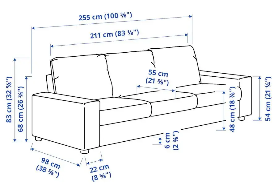 Canapea Ikea Vimle 3-locuri/brate late (Gunnared Gri Mediu)