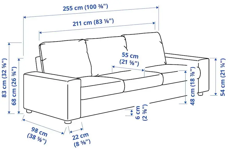Canapea Ikea Vimle 3-locuri/brate late (Hallarp Gri)