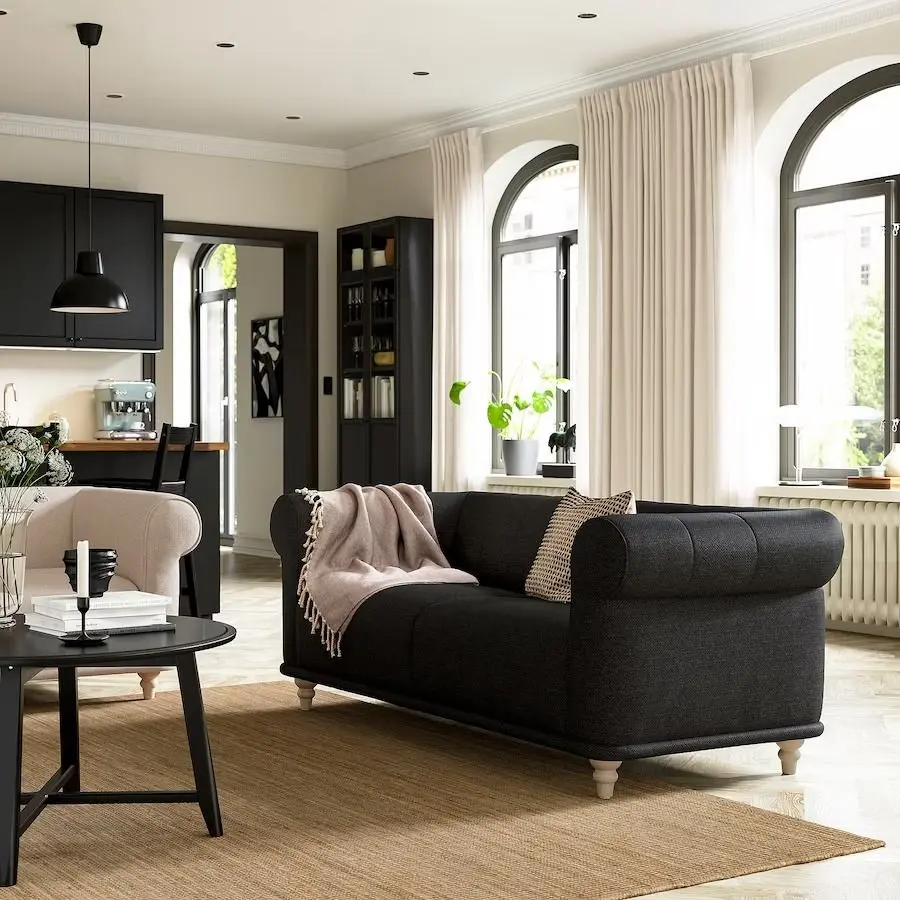 Canapea Ikea Viskafors 2-locuri (Lejde Antracit/Mesteacăn)